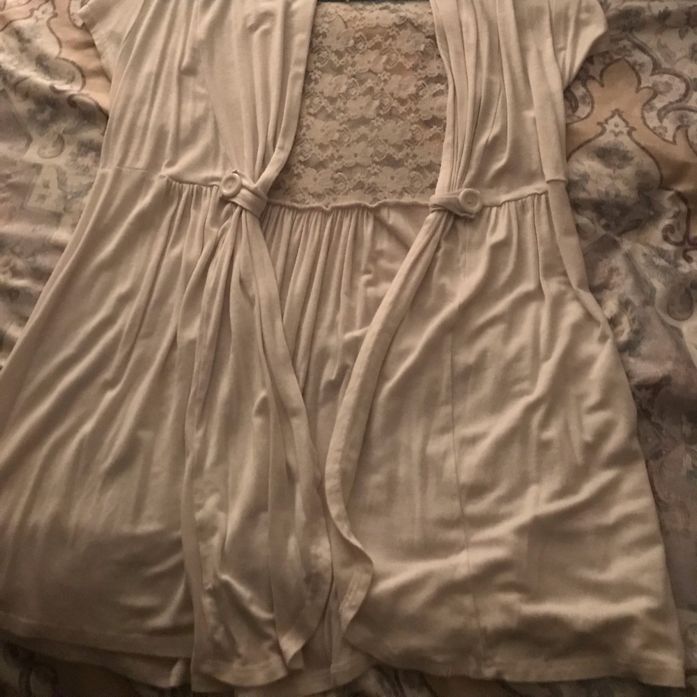 White short sleeve Lacey cover up